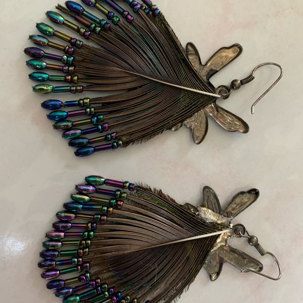 Peacock feather fairy earrings - Picture 4 of 7